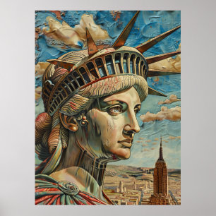 Lady Liberty schilderij in barokke stijl Poster