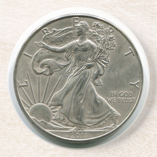 Lady Liberty Silver Dollar Onderzetter (Voorkant)