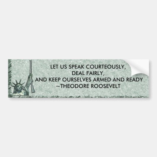 LADY LIBERTY - T ROOSEVLELT - HOUD OURZELVES ARMED BUMPERSTICKER (Voorkant)