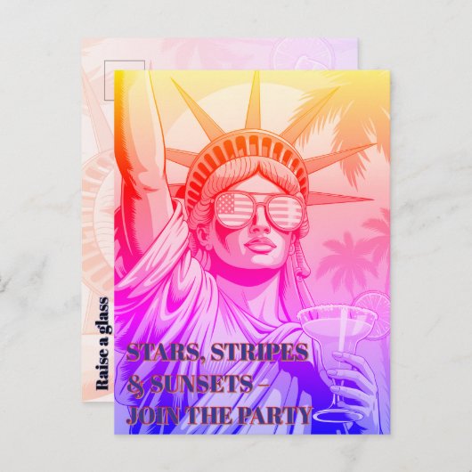 Lady Liberty toast de 250e verjaardag—uitnodiging Briefkaart (Voorkant / Achterkant)