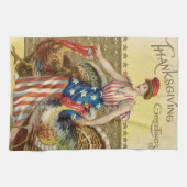 Lady Liberty Turkeys Amerikaanse Vlag Patriottisch Theedoek (Horizontaal)