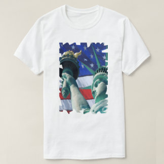 Lady Liberty USA Flag Achtergrond Vrijheidsbeeld T-shirt
