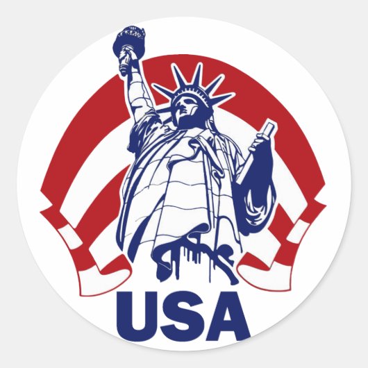 LADY LIBERTY USA RONDE STICKER (Voorkant)