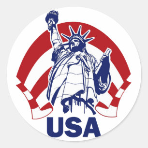 LADY LIBERTY USA RONDE STICKER