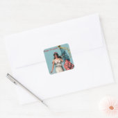  Lady Liberty Vierkante Sticker (Envelop)