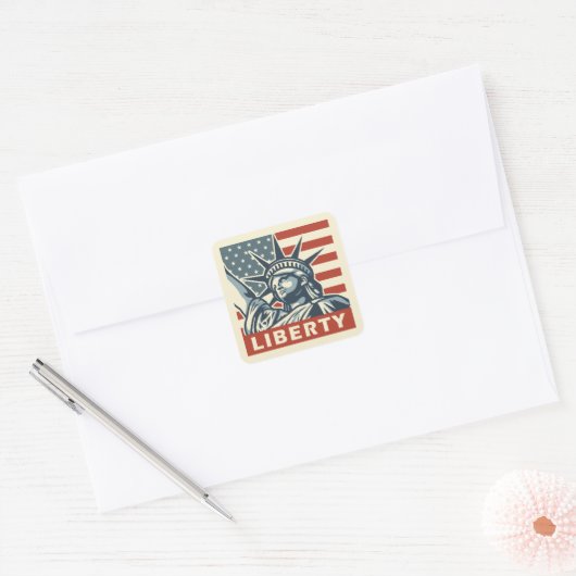 Lady Liberty Vierkante Sticker (Envelop)