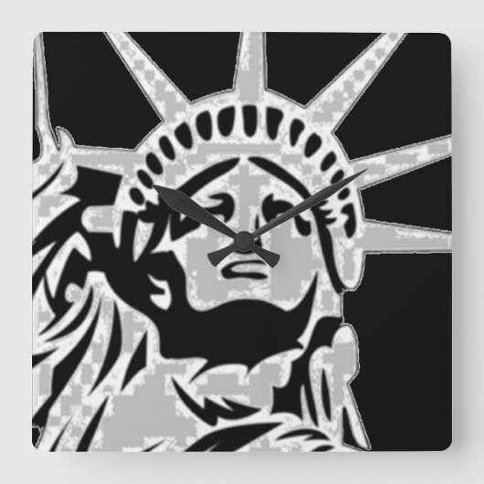 Lady Liberty Wall Clock Vierkante Klok (Voorkant)