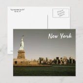 Lady Liberty Watches over NYC (sepia) Briefkaart (Voorkant / Achterkant)