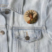 Lady Liberty wijst je aan Ronde Button 5,7 Cm (In situ)