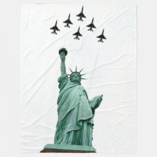 LADY LIBERTY with JETS Fleece Deken