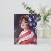 Lady Liberty Wrapped in American Flag Briefkaart (Staand voorkant)