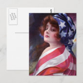 Lady Liberty Wrapped in American Flag Briefkaart (Voorkant / Achterkant)