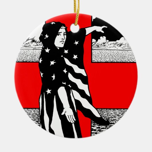 Lady Liberty WWI US Patriottisch Poster 1918 Keramisch Ornament (Voorkant)