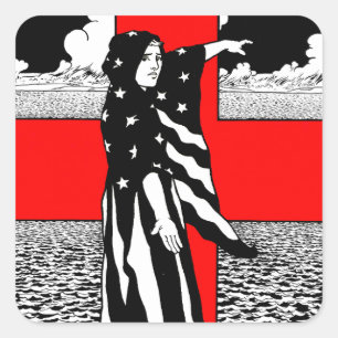 Lady Liberty WWI US Patriottisch Poster 1918 Vierkante Sticker