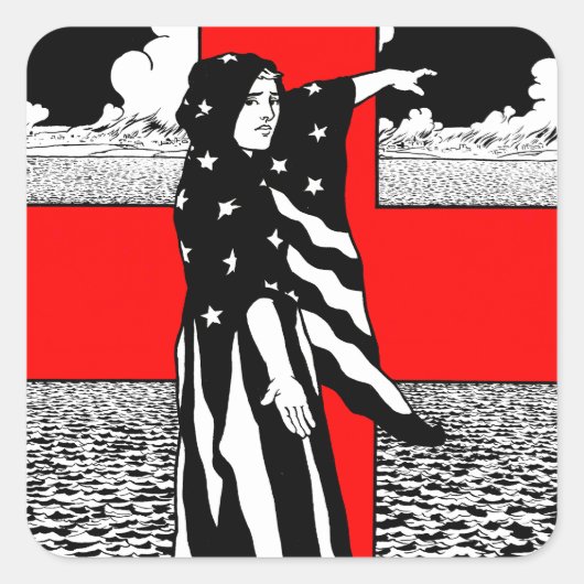 Lady Liberty WWI US Patriottisch Poster 1918 Vierkante Sticker (Voorkant)