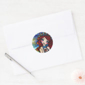 Lady Liberty Zeemeermin 4 juli Art Hannah Lynn Ronde Sticker (Envelop)