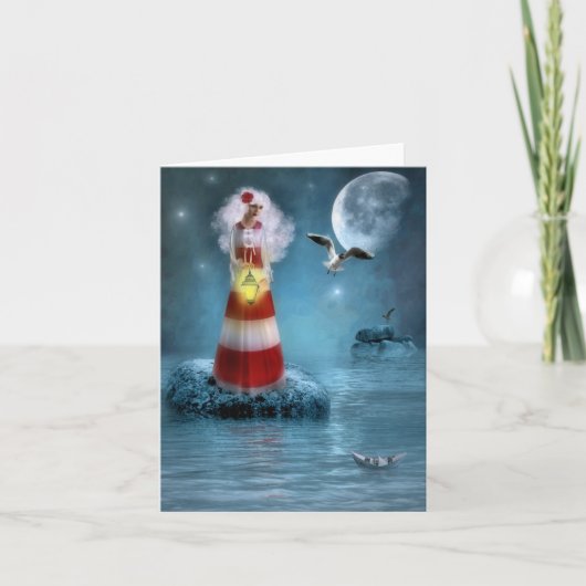 Lady Lighthouse Feestdagen Kaart (Voorkant)