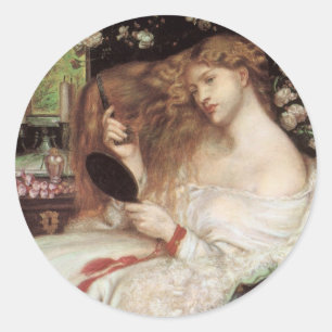 Lady Lilith by Rossetti, Vintage Victorian Portait Ronde Sticker