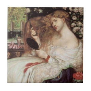 Lady Lilith door Rossetti, Antiek Victoriaans Port Tegeltje