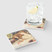 Lady Lilith (Verbluffende schoonheid met Long Red  Stenen Onderzetter (Zijkant)