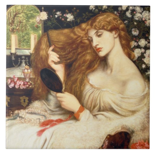 Lady Lilith (Verbluffende schoonheid met Long Red  Tegeltje (Voorkant)