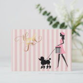  Lady lopen zwarte poedel Bedankkaart (Staand voorkant)