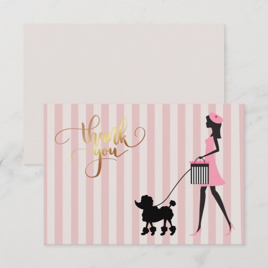 Lady lopen zwarte poedel Bedankkaart (Voorkant / Achterkant)