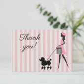  Lady lopen zwarte poedel Bedankkaart (Staand voorkant)