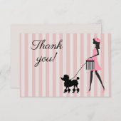  Lady lopen zwarte poedel Bedankkaart (Voorkant / Achterkant)
