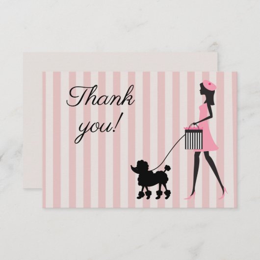  Lady lopen zwarte poedel Bedankkaart (Voorkant / Achterkant)