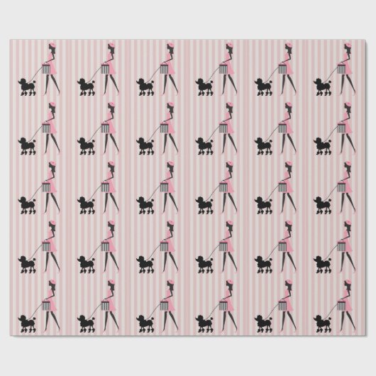  Lady lopen zwarte poedel Cadeaupapier (Vlak)