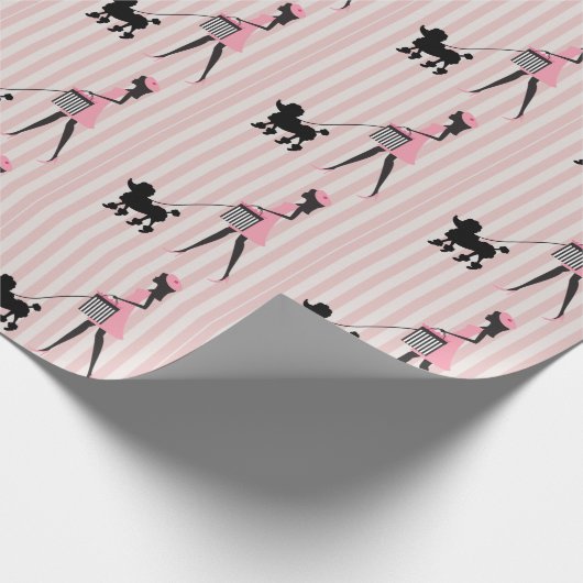  Lady lopen zwarte poedel Cadeaupapier (Hoek)