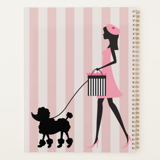 Lady lopen zwarte poedel Planner (Achterkant)