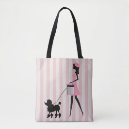  Lady lopen zwarte poedel Tote Bag