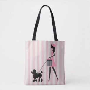  Lady lopen zwarte poedel Tote Bag