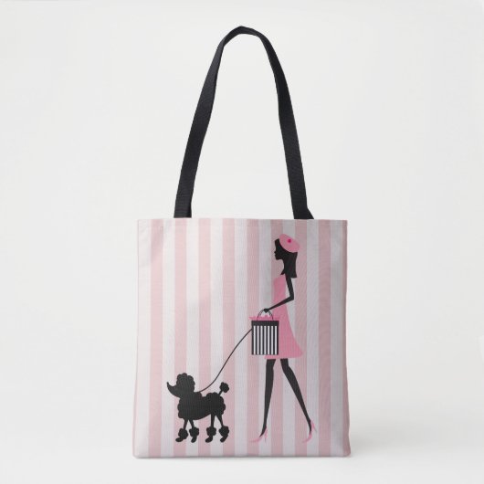  Lady lopen zwarte poedel Tote Bag (Voorkant)