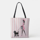 Lady lopen zwarte poedel Tote Bag (Achterkant)