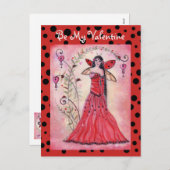 Lady love bug valentine fairy postcard by Renee Feestdagenkaart (Voorkant / Achterkant)