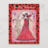 Lady love bug valentine fairy postcard by Renee Feestdagenkaart (Voorkant)