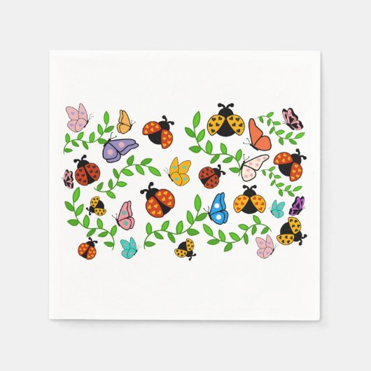 Lady Lovebug en Vlinders Party Servet (Voorkant)