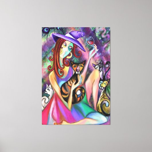 Lady Loves Cats Canvas Print (Voorkant)