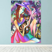 Lady Loves Cats Canvas Print (Insitu (Houten vloer))