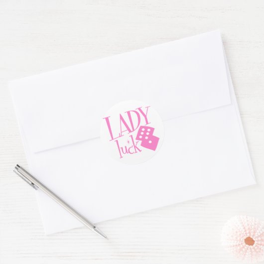 Lady Luck Dice Ronde Sticker (Envelop)