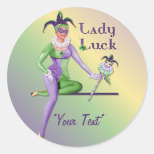 Lady Luck Harlequin Ronde Sticker