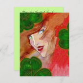 LADY LUCK IN CLOVER ST. PATRICK'S DAG PARTIJ INVIT KAART (Voorkant / Achterkant)