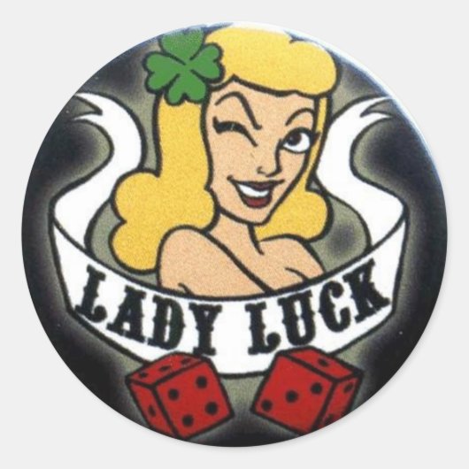 Lady Luck Ronde Sticker (Voorkant)