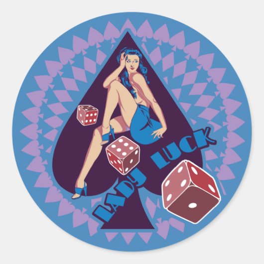 Lady Luck Ronde Sticker (Voorkant)