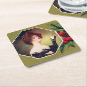 Lady maakt een toast voor Kerstmis Kartonnen Onderzetters (Schuin)