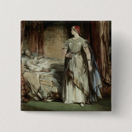Lady Macbeth, 1850 Vierkante Button 5,1 Cm (Voorkant)