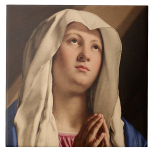 Lady Madonna in gebed (Maagd Maria) (Christelijke Tegeltje